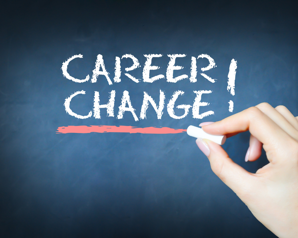 Career change written in chalk on a blue background