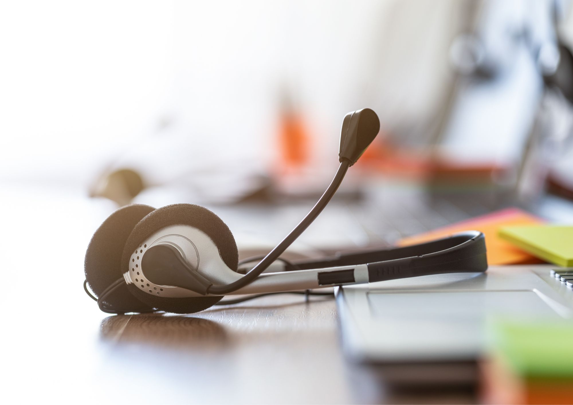 Headset placed on desk at Contact Centre