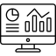Data dashboard icon showing analytics and insights, illustrating the use of data for strategic recruitment decisions.