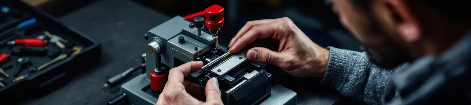 Precision metal trades worker repairing a mechanical instrument in Australia.