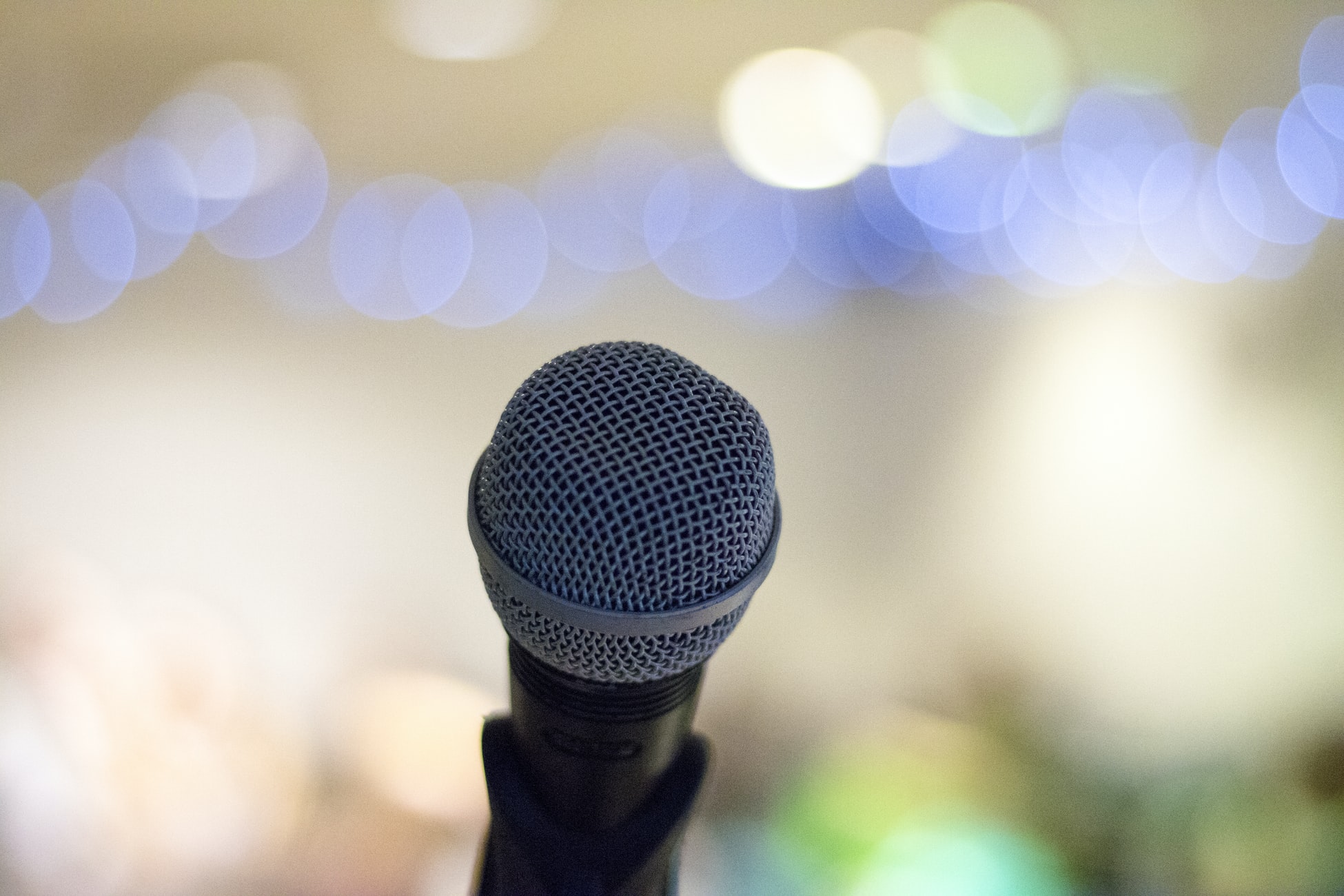 Microphone on Stage with blurred background