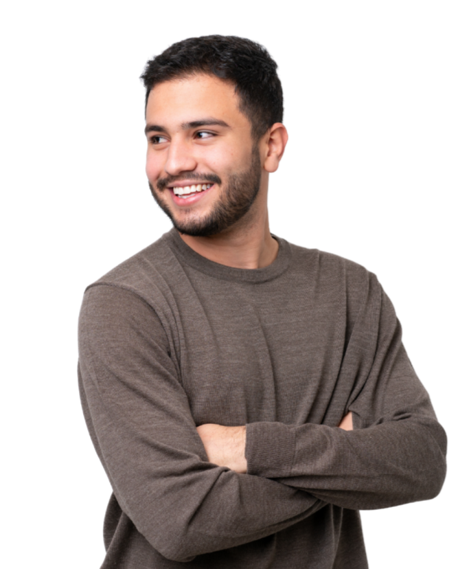 Male professional in brown shirt. 