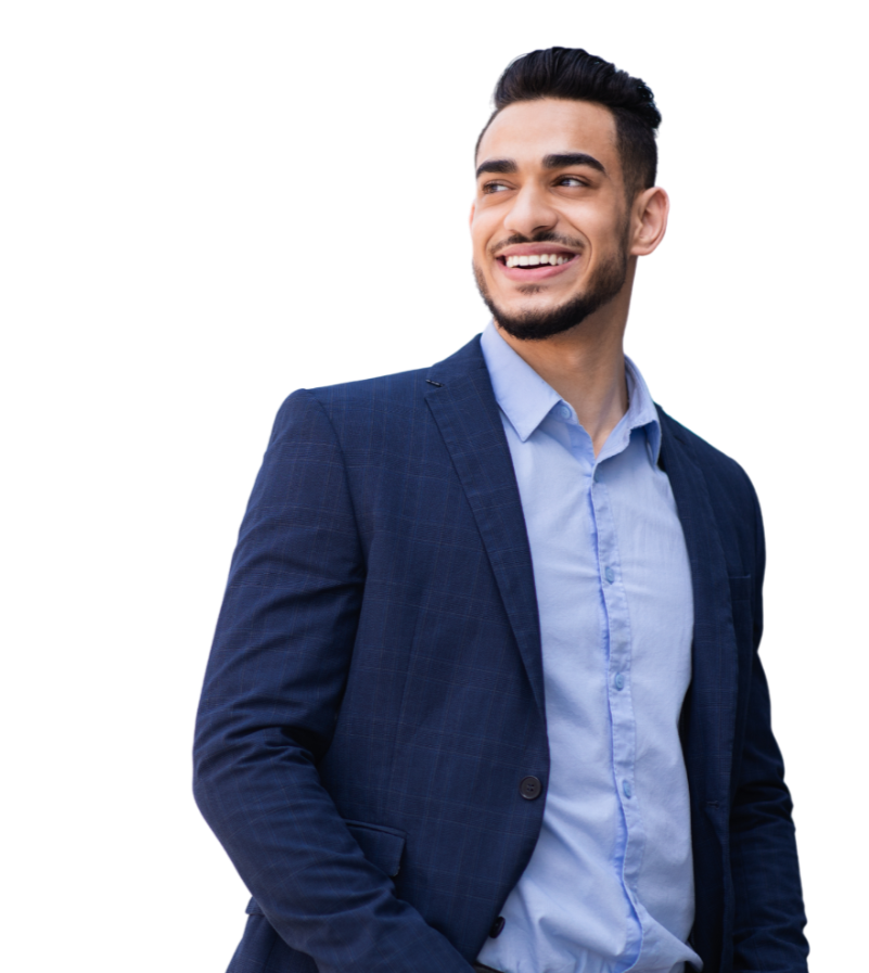Young male professional wearing dark jacket. 