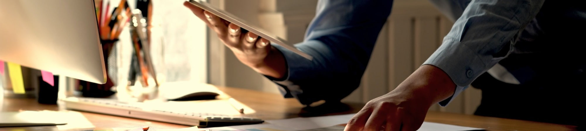 Male accountant working late