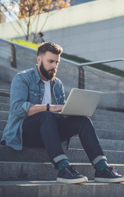 Man sitting on stairs