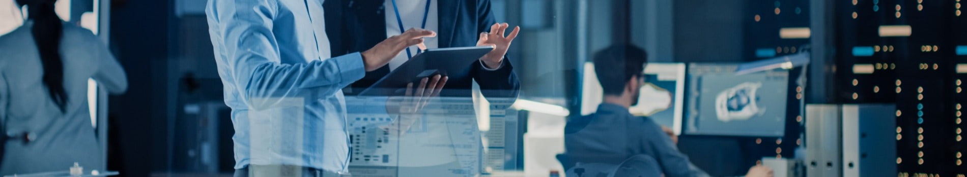 Design firm working on iPad and using technology for computer aided design