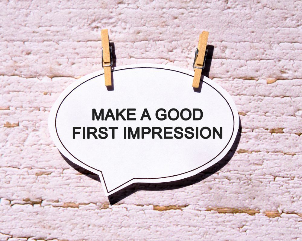 Make a good impression written in a speech bubble
