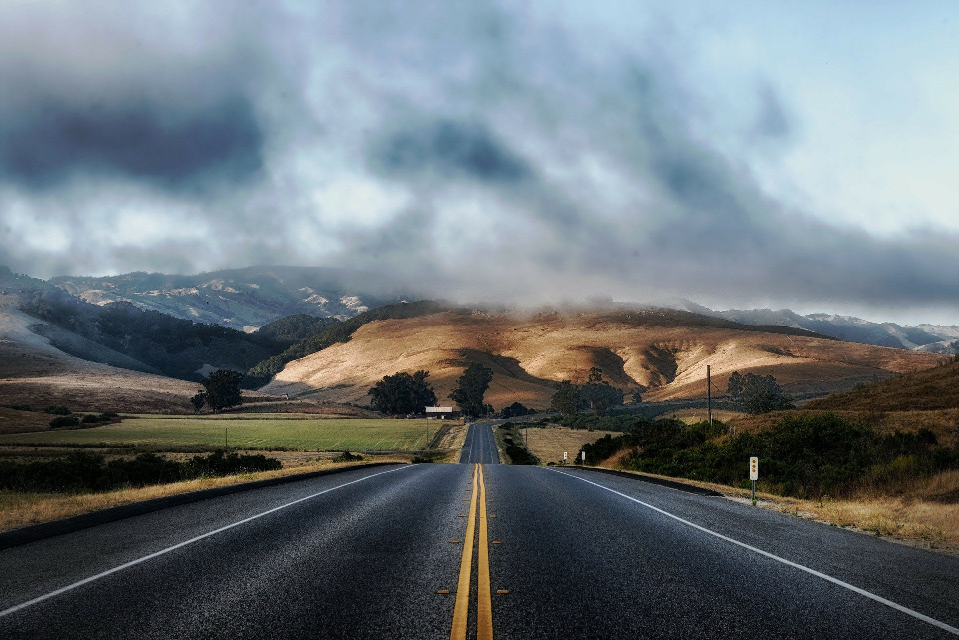 foggy dangerous road 