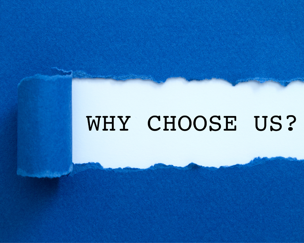 Why choose us on blue paper
