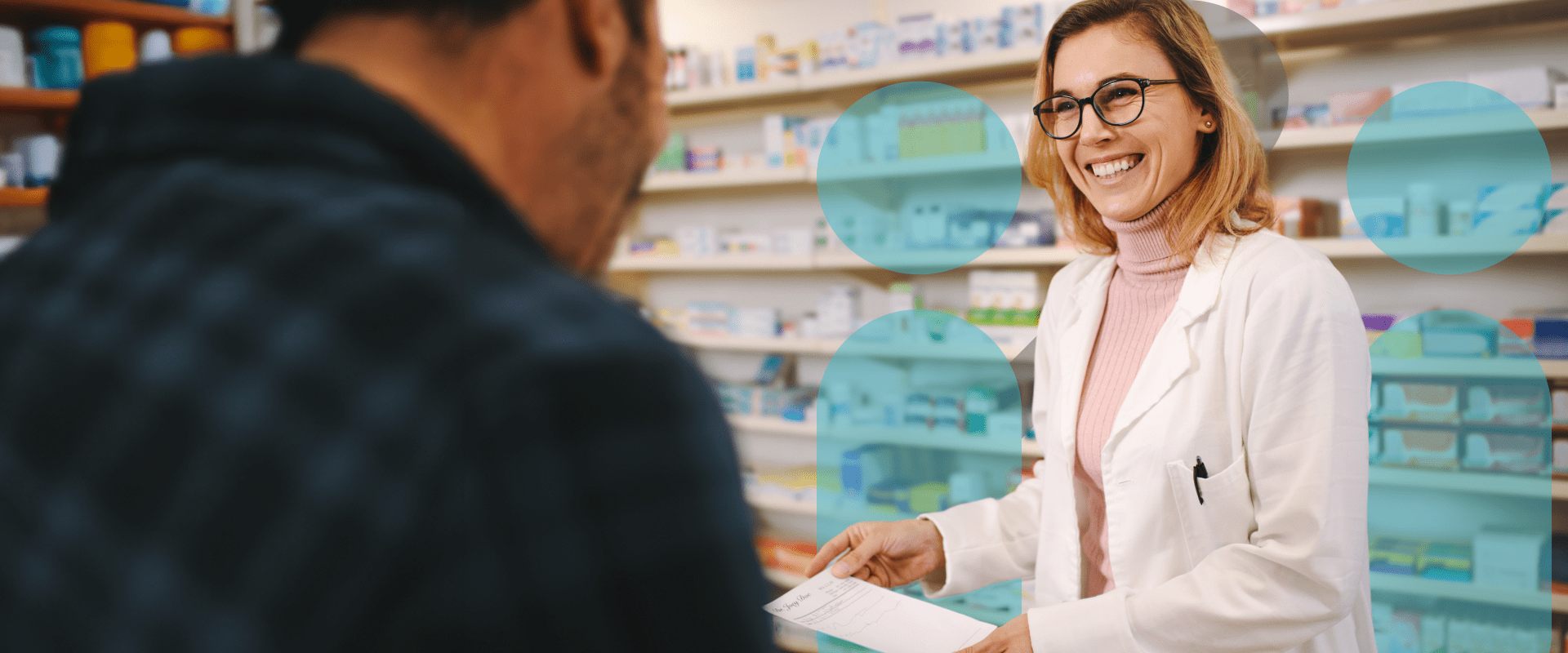 pharmacist talking to customer