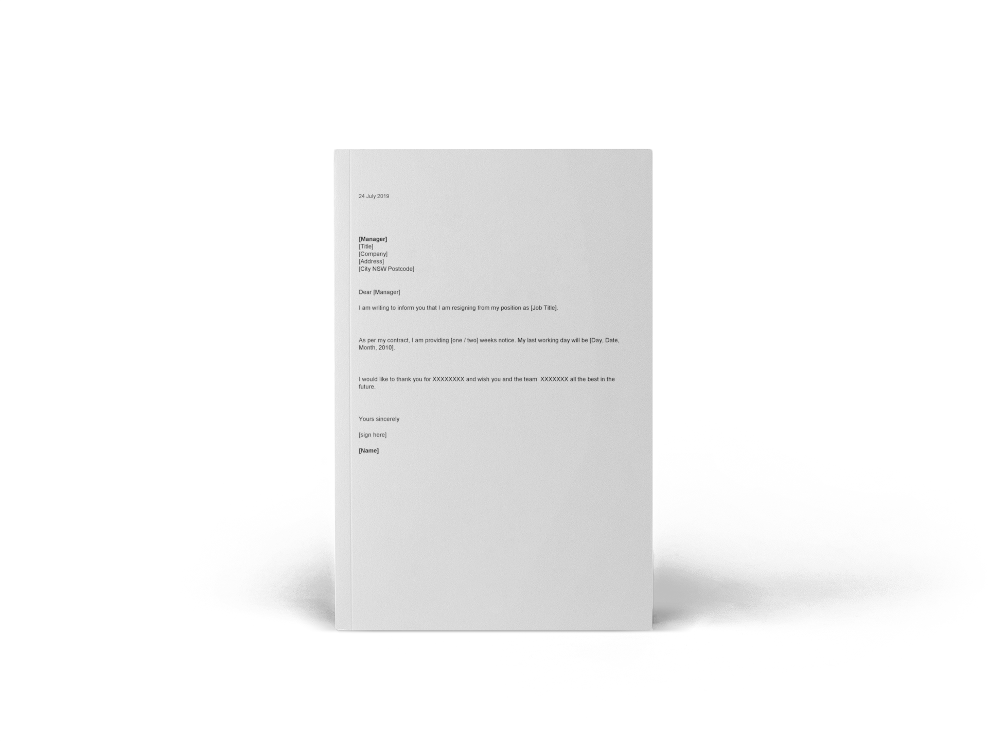 Resignation Letter Template (Word)