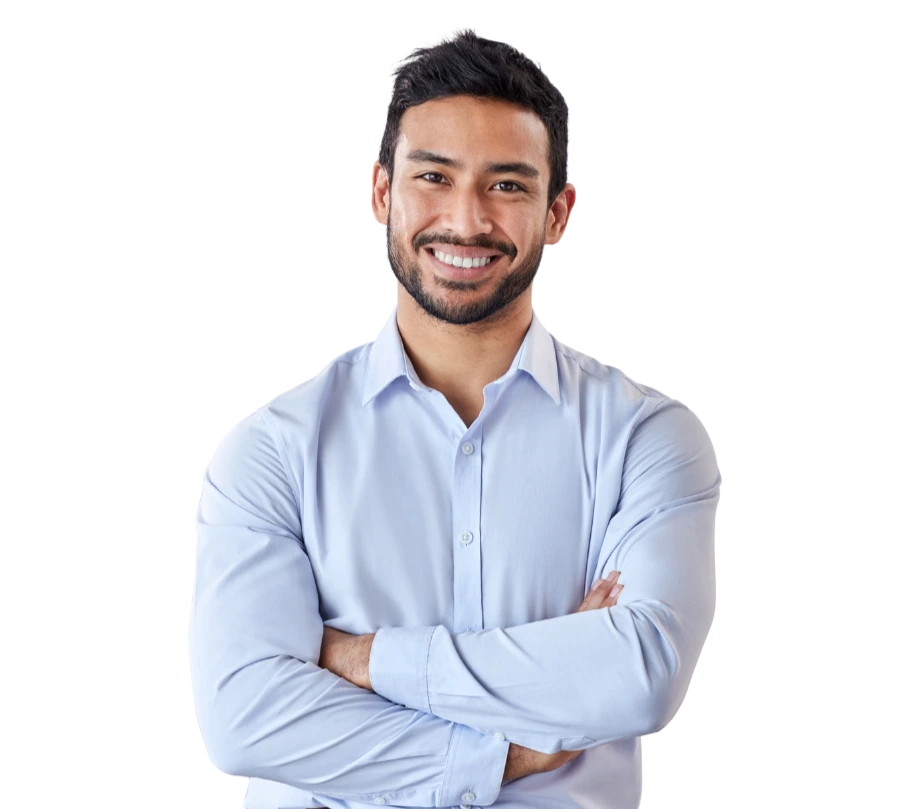 Guy smiling with arms crossed