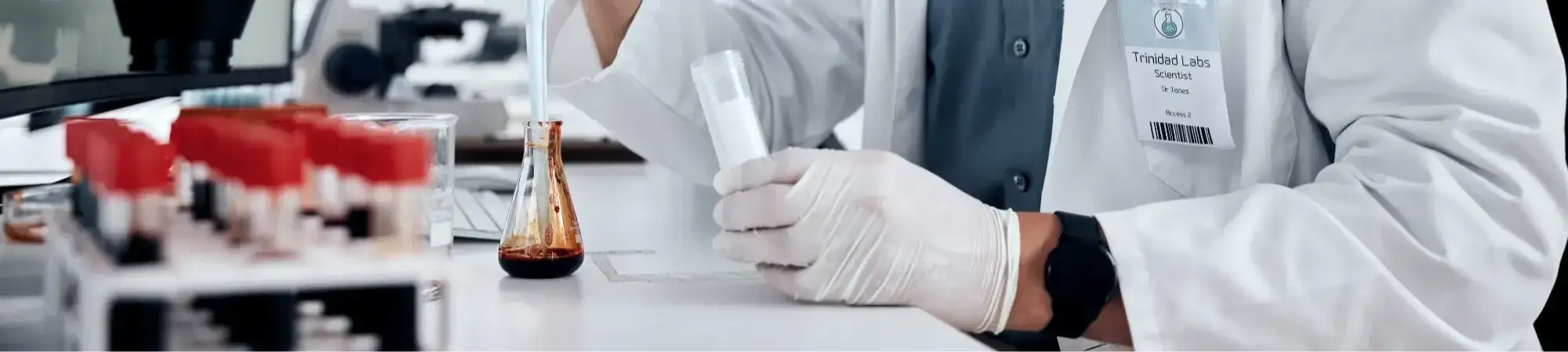 Medical laboratory scientist analysing samples in a diagnostic laboratory