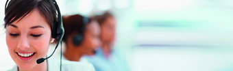 Employee on a call in a contact centre