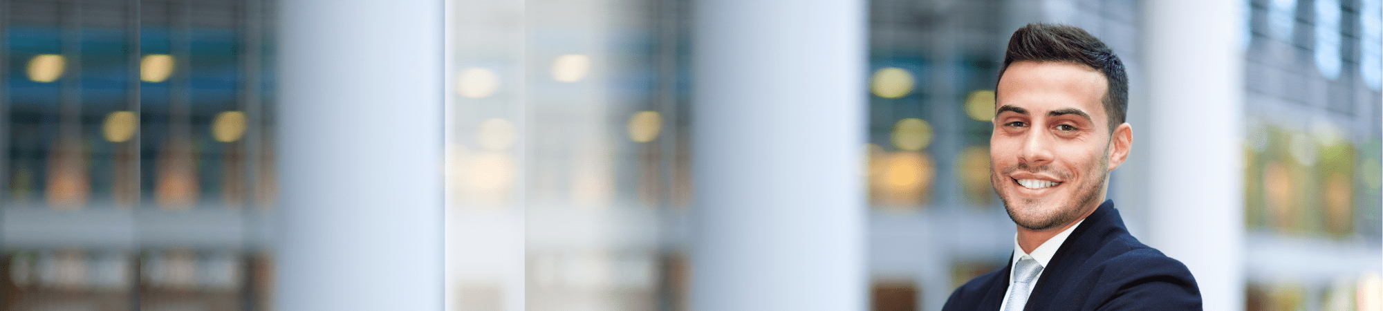 Telecommunications employee standing outside office