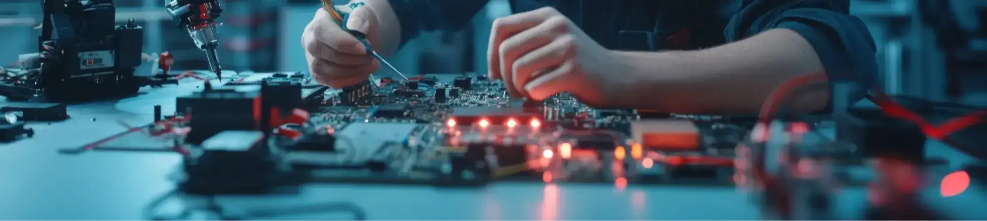 Electronic equipment technician testing audio visual systems in Australia