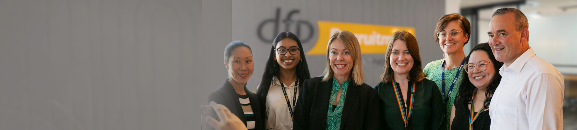 Smiling DFP Recruitment team members.