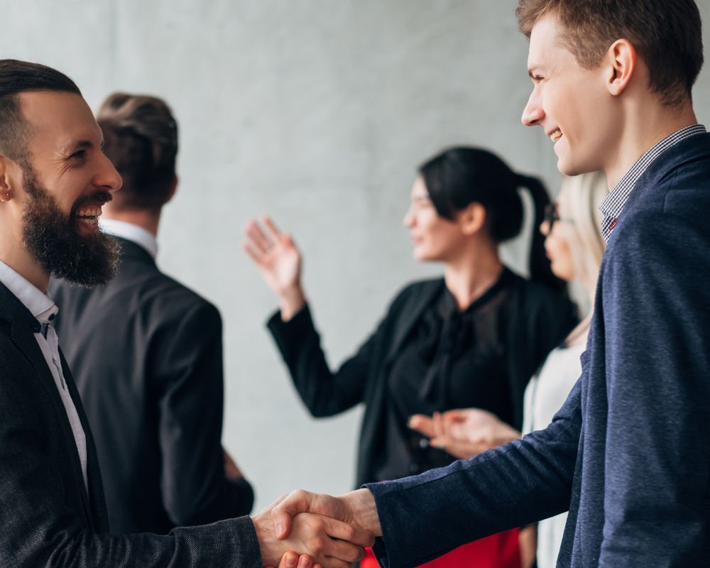 people networking in the office