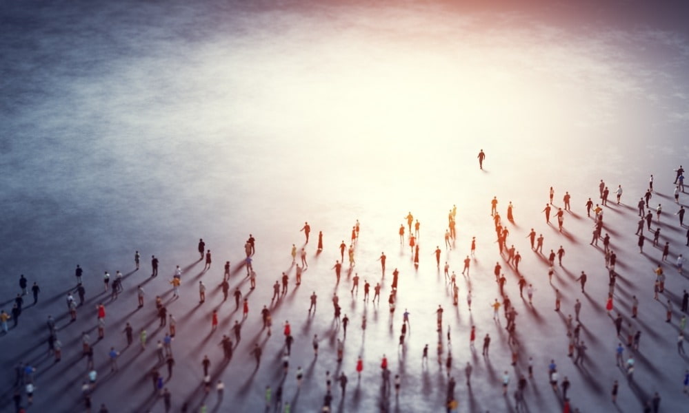 Stock Photo People Follow A Leader Community Of Followers D Illustration 2071109588