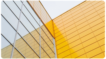 yellow and glass modern building