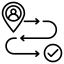 Simplified process icon featuring a clear path and steps, representing a streamlined recruitment journey