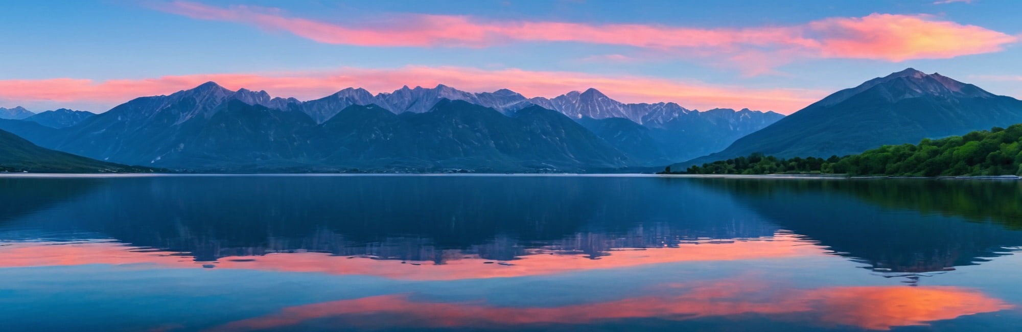 Sunset Mountains Lake