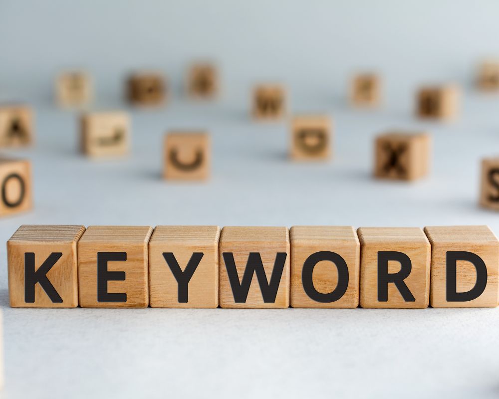 Keyword spelt out on wooden blocks