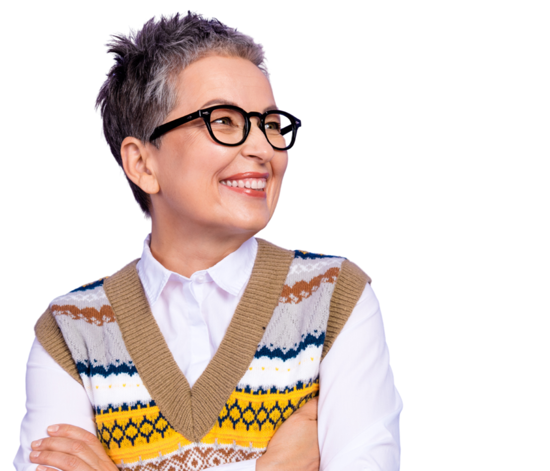 Smiling woman with glasses