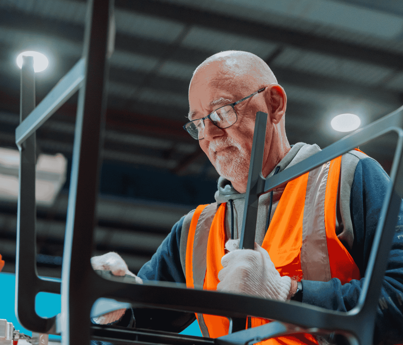 Manufacturing field employee smiling