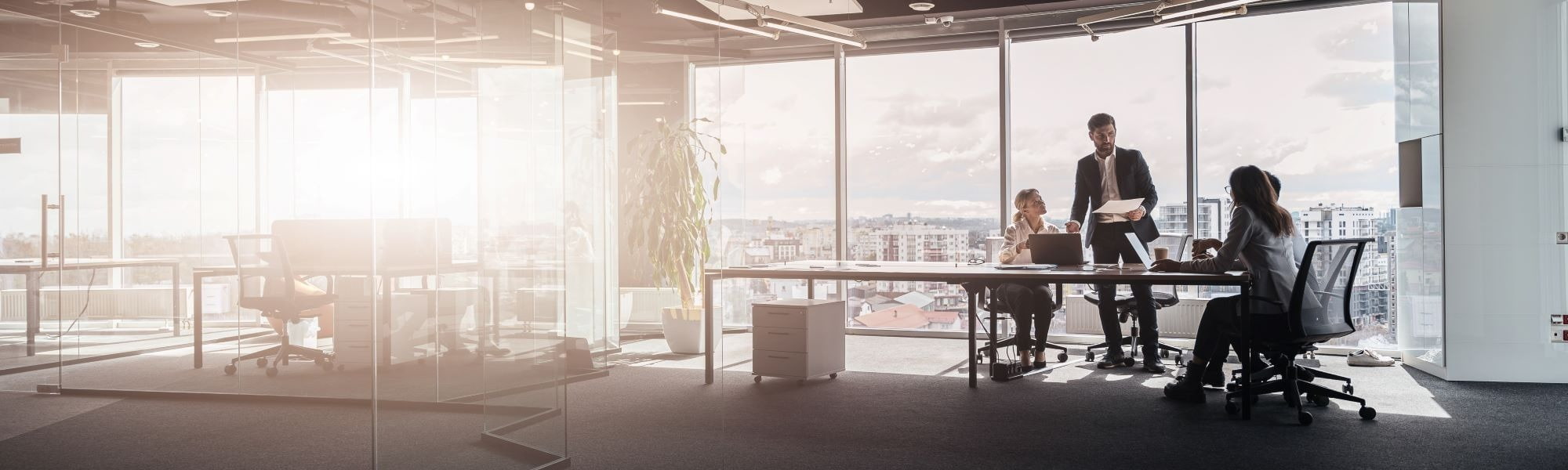 Boardroom overlooking city