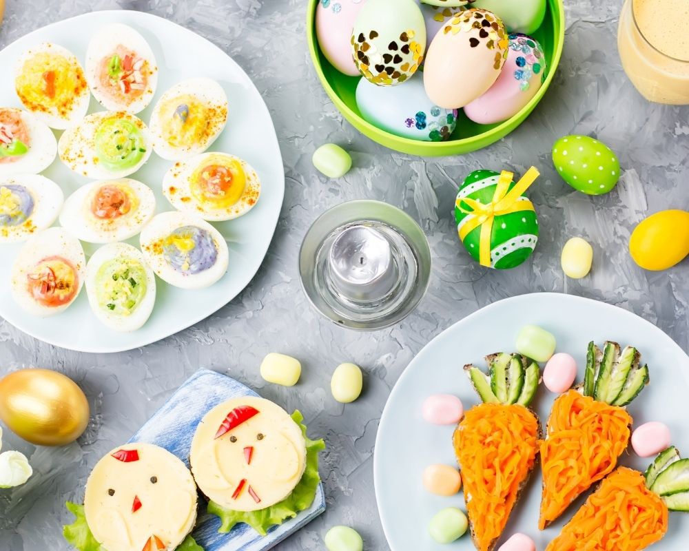 Table with easter treats and snacks