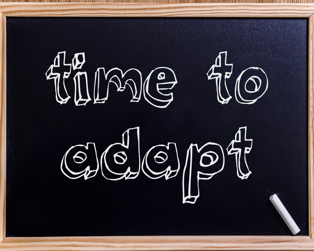 Time to adapt written on a chalk board