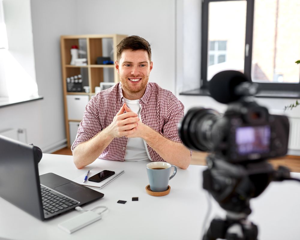 A man recording a recruitment video