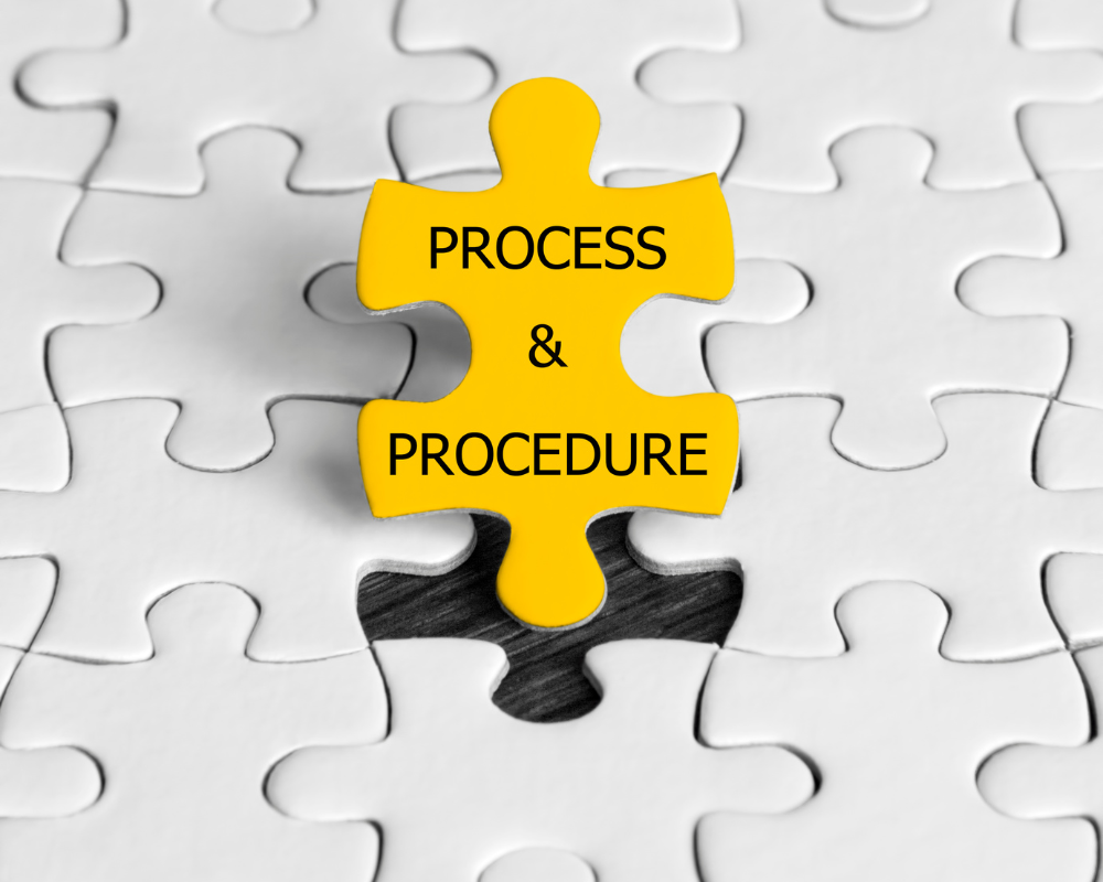 Process and procedure yellow and white puzzle