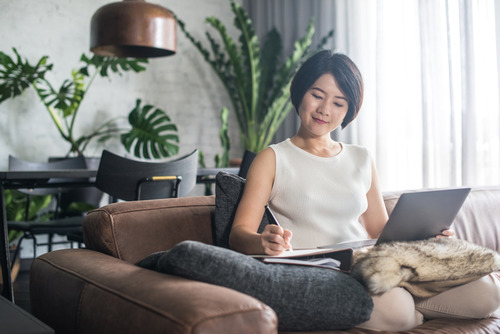  Woman working at home