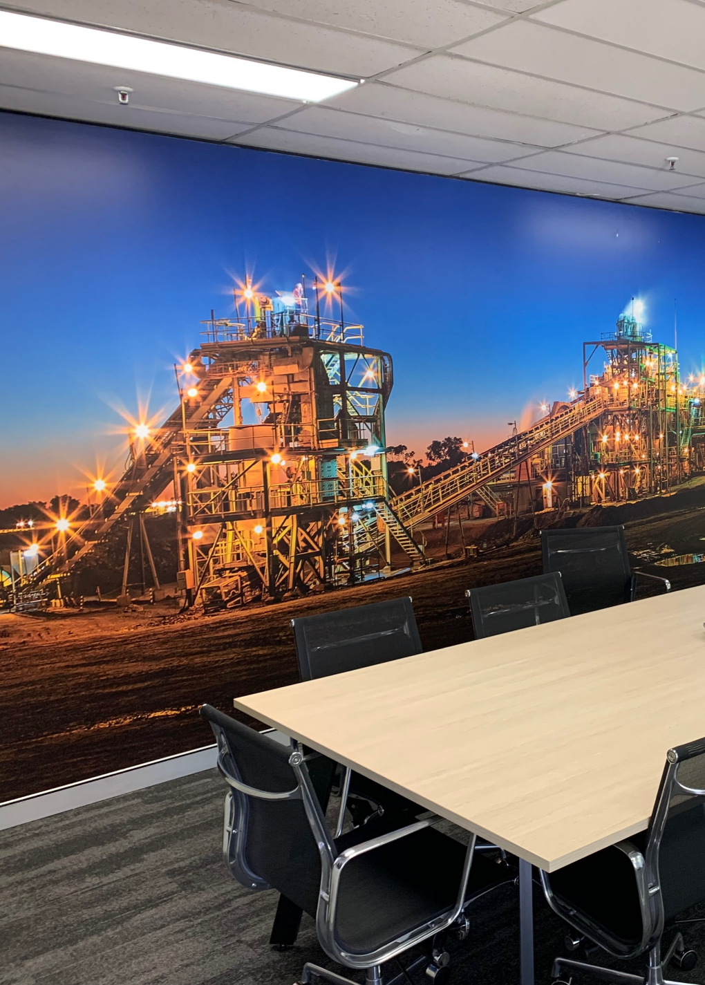 Mine set mural at the Titan Recruitment Brisbane office kitchen