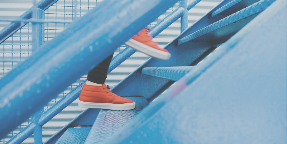 Person Walking Up Steps