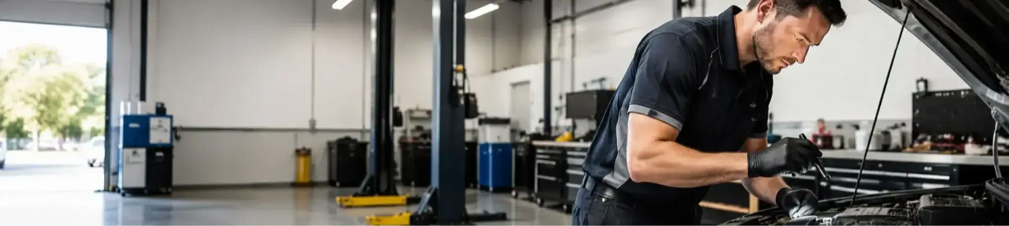 Motor mechanic diagnosing vehicle faults in an Australian automotive workshop
