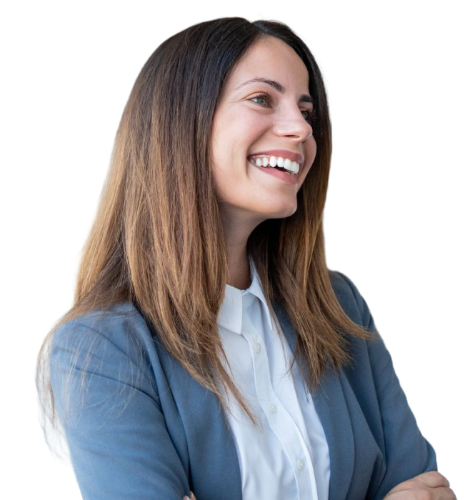 Smiling female professional with arms folded wearing blue