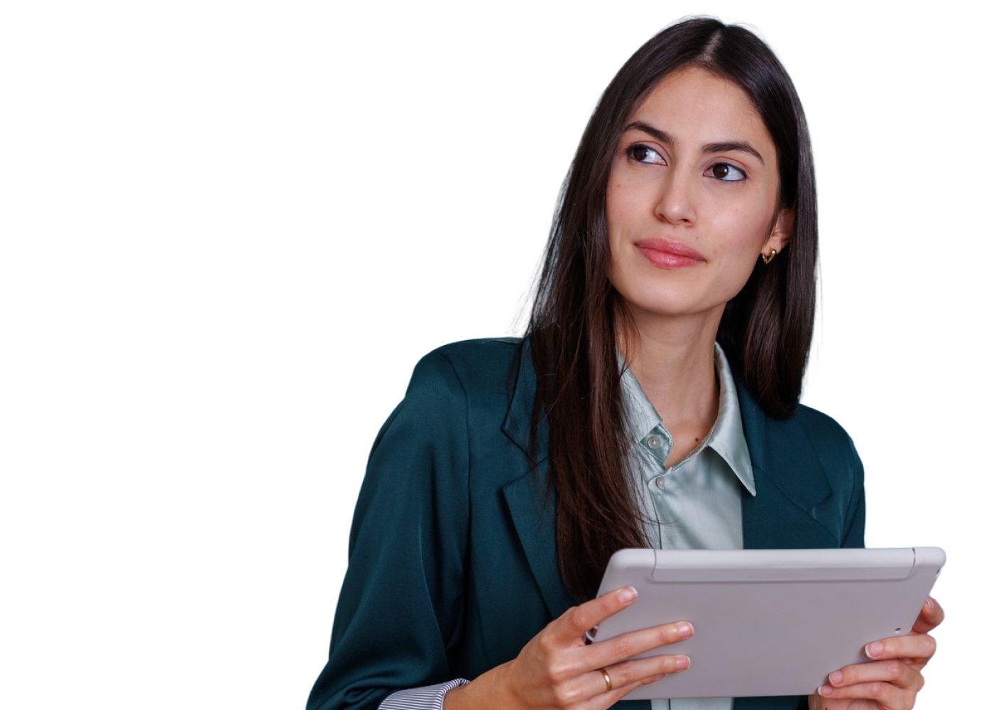 Female professional using tablet.