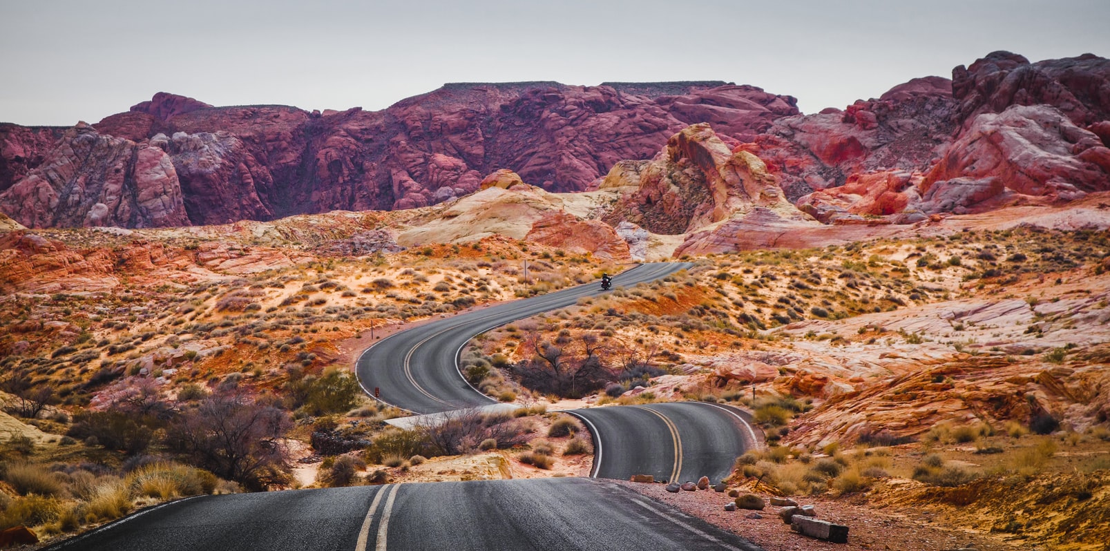 Windy road in the middle of the desert