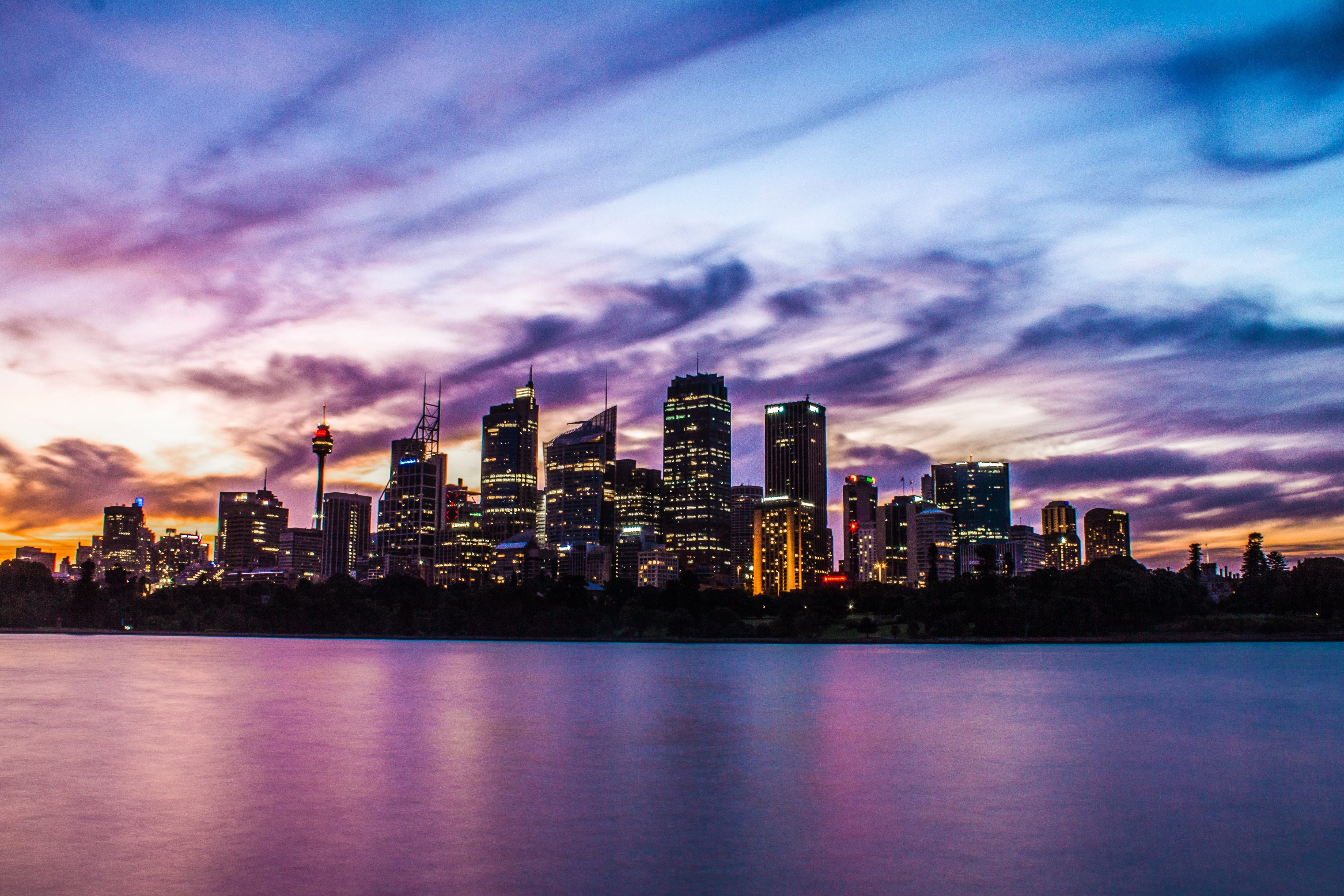 Landscape of Sydney City Skyline at Dusk
