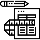 Icon of a document with a pencil, representing customizable reference check questions.