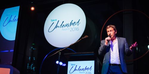 Talent founder Richard Earl presenting at Talent Unleashed Awards 2016