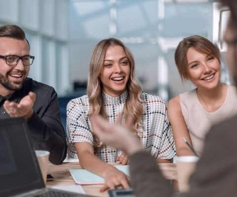 Employees in a meeting